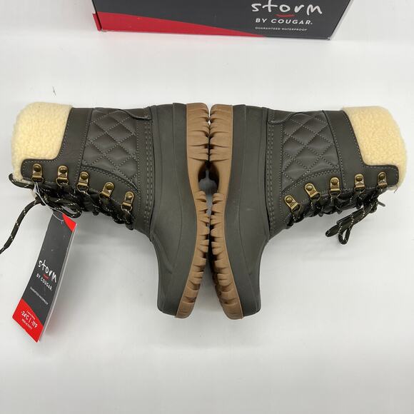 Cougar Waterproof Winter Boots Size 7 Medium Green Olive Quilt Carlisle Lace Up - Picture 8 of 13